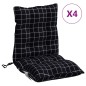 vidaXL Niedriglehner-Auflagen 4 Stk. Schwarz Karomuster Oxford-Gewebe vidaXL Niedriglehner-Auflagen 4 Stk. Schwarz Karomuster Oxford-Gewebe