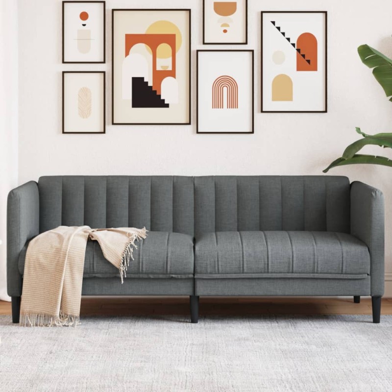 vidaXL Sofa 2-Sitzer Dunkelgrau Stoff vidaXL Sofa 2-Sitzer Dunkelgrau Stoff