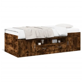 vidaXL Tagesbett mit Schubladen Räuchereiche 75x190 cm Holzwerkstoff