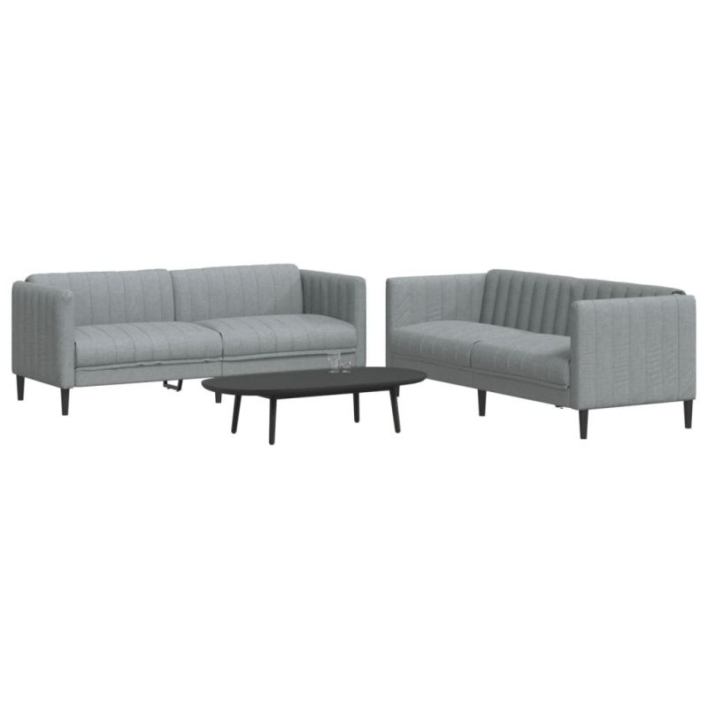 vidaXL 2-tlg. Sofagarnitur Hellgrau Stoff vidaXL 2-tlg. Sofagarnitur Hellgrau Stoff