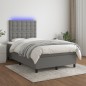 vidaXL Boxspringbett mit Matratze & LED Dunkelgrau 120x190 cm Stoff vidaXL Boxspringbett mit Matratze & LED Dunkelgrau 120x190 cm Stoff