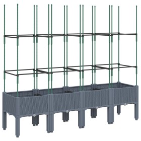 vidaXL Pflanzkübel mit Rankgitter Grau 160x40x142,5 cm PP