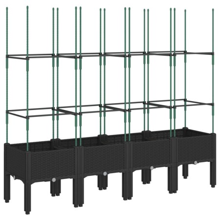 vidaXL Pflanzkübel mit Rankgitter Schwarz 160x40x142,5 cm PP