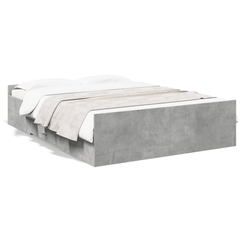 vidaXL Bettgestell mit Schubladen Betongrau 140x190 cm Holzwerkstoff vidaXL Bettgestell mit Schubladen Betongrau 140x190 cm Holzwerkstoff