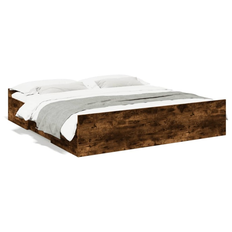 vidaXL Bettgestell mit Schubladen Räuchereiche 180x200cm Holzwerkstoff vidaXL Bettgestell mit Schubladen Räuchereiche 180x200cm Holzwerkstoff