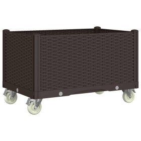 vidaXL Pflanzkasten mit Rollen Braun 80x50x54 cm PP