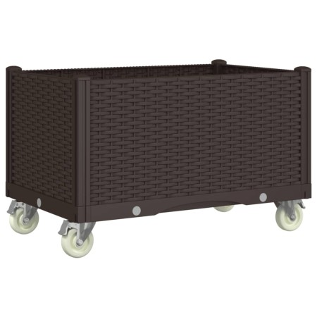 vidaXL Pflanzkasten mit Rollen Braun 80x50x54 cm PP