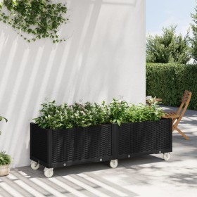 vidaXL Pflanzkasten mit Rollen Schwarz 160x50x54 cm PP