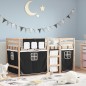 vidaXL Kinderhochbett mit Vorhängen Weiß und Schwarz Massivholz Kiefer vidaXL Kinderhochbett mit Vorhängen Weiß und Schwarz Massivholz Kiefer