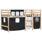 vidaXL Kinderhochbett mit Vorhängen Weiß Schwarz 90x200 cm Kiefernholz vidaXL Kinderhochbett mit Vorhängen Weiß Schwarz 90x200 cm Kiefernholz