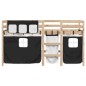 vidaXL Kinderhochbett mit Vorhängen Weiß Schwarz 90x200 cm Kiefernholz vidaXL Kinderhochbett mit Vorhängen Weiß Schwarz 90x200 cm Kiefernholz