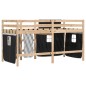 vidaXL Kinderhochbett mit Vorhängen Weiß Schwarz 90x200 cm Kiefernholz vidaXL Kinderhochbett mit Vorhängen Weiß Schwarz 90x200 cm Kiefernholz