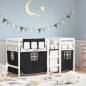 vidaXL Kinderhochbett mit Vorhängen Weiß Schwarz 90x200 cm Kiefernholz vidaXL Kinderhochbett mit Vorhängen Weiß Schwarz 90x200 cm Kiefernholz