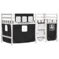 vidaXL Kinderhochbett mit Vorhängen Weiß Schwarz 90x200 cm Kiefernholz vidaXL Kinderhochbett mit Vorhängen Weiß Schwarz 90x200 cm Kiefernholz