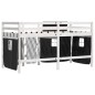 vidaXL Kinderhochbett mit Vorhängen Weiß Schwarz 90x200 cm Kiefernholz vidaXL Kinderhochbett mit Vorhängen Weiß Schwarz 90x200 cm Kiefernholz