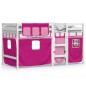 vidaXL Kinderhochbett mit Vorhängen Rosa 90x200 cm Massivholz Kiefer vidaXL Kinderhochbett mit Vorhängen Rosa 90x200 cm Massivholz Kiefer
