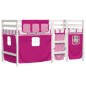 vidaXL Kinderhochbett mit Vorhängen Rosa 90x200 cm Massivholz Kiefer vidaXL Kinderhochbett mit Vorhängen Rosa 90x200 cm Massivholz Kiefer
