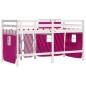 vidaXL Kinderhochbett mit Vorhängen Rosa 90x200 cm Massivholz Kiefer vidaXL Kinderhochbett mit Vorhängen Rosa 90x200 cm Massivholz Kiefer