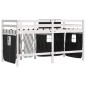 vidaXL Kinderhochbett mit Vorhängen Weiß Schwarz 90x190 cm Kiefernholz vidaXL Kinderhochbett mit Vorhängen Weiß Schwarz 90x190 cm Kiefernholz