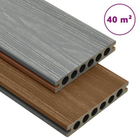 WPC Terrassendielen mit Zubehör Braun und Grau 40 m² 2,2 m