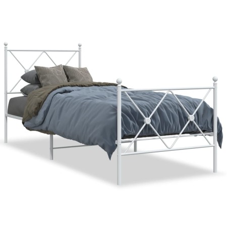 vidaXL Bettgestell mit Kopf- und Fußteil Metall Weiß 75x190 cm