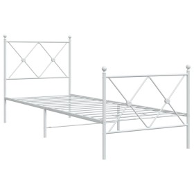 vidaXL Bettgestell mit Kopf- und Fußteil Metall Weiß 75x190 cm
