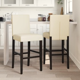 vidaXL Barstühle 2 Stk. Massivholz Gummibaum und Kunstleder