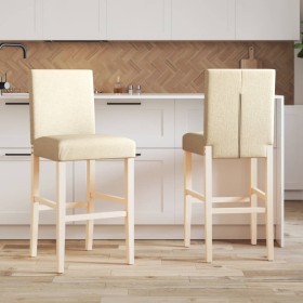 vidaXL Barstühle 2 Stk. Massivholz Gummibaum und Stoff