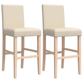vidaXL Barstühle 2 Stk. Massivholz Gummibaum und Stoff