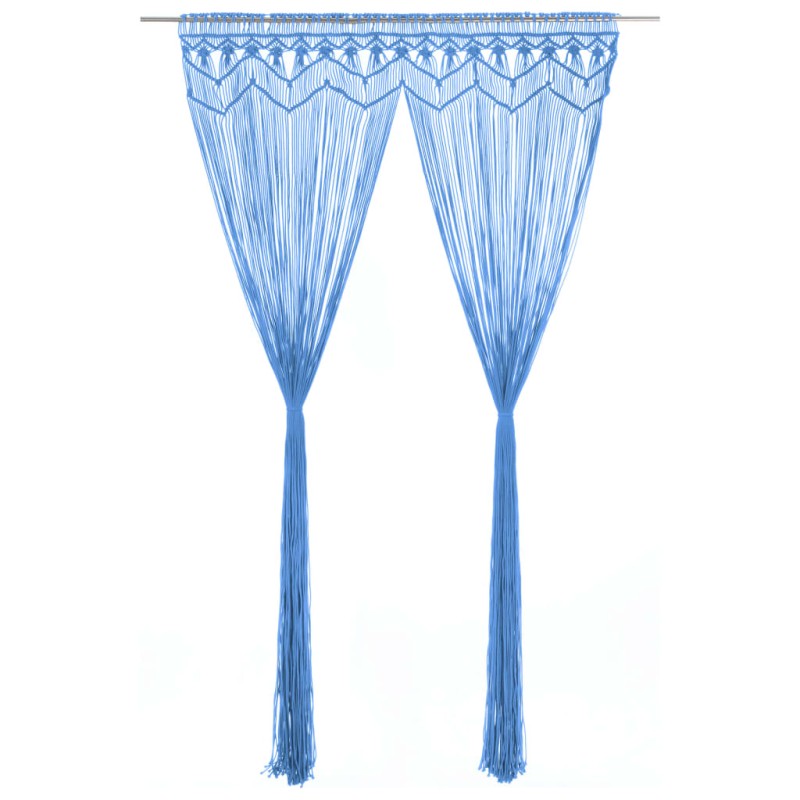 vidaXL Makramee Vorhang Blau 140x240 cm Baumwolle vidaXL Makramee Vorhang Blau 140x240 cm Baumwolle