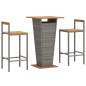 vidaXL 3-tlg. Gartenbar-Set Grau Poly Rattan & Massivholz Akazie vidaXL 3-tlg. Gartenbar-Set Grau Poly Rattan & Massivholz Akazie