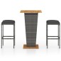 vidaXL 3-tlg. Gartenbar-Set mit Kissen Poly Rattan Grau vidaXL 3-tlg. Gartenbar-Set mit Kissen Poly Rattan Grau