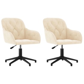 vidaXL Esszimmerstühle 2 Stk. Drehbar Creme Samt