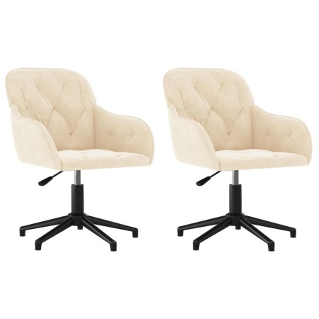 vidaXL Esszimmerstühle 2 Stk. Drehbar Creme Samt