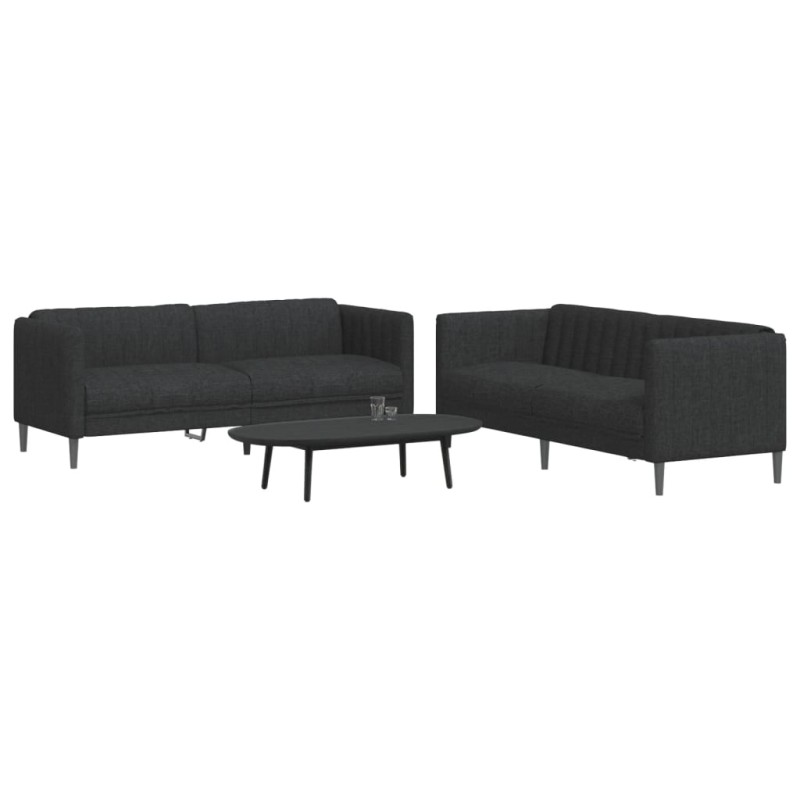 vidaXL 2-tlg. Sofagarnitur Schwarz Stoff vidaXL 2-tlg. Sofagarnitur Schwarz Stoff