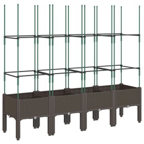 vidaXL Pflanzkübel mit Rankgitter Braun 160x40x142,5 cm PP