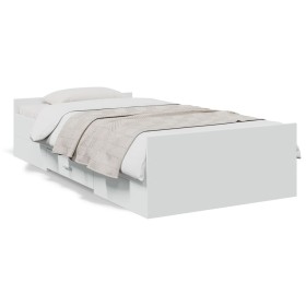 vidaXL Bettgestell mit Schubladen Weiß 100x200 cm Holzwerkstoff