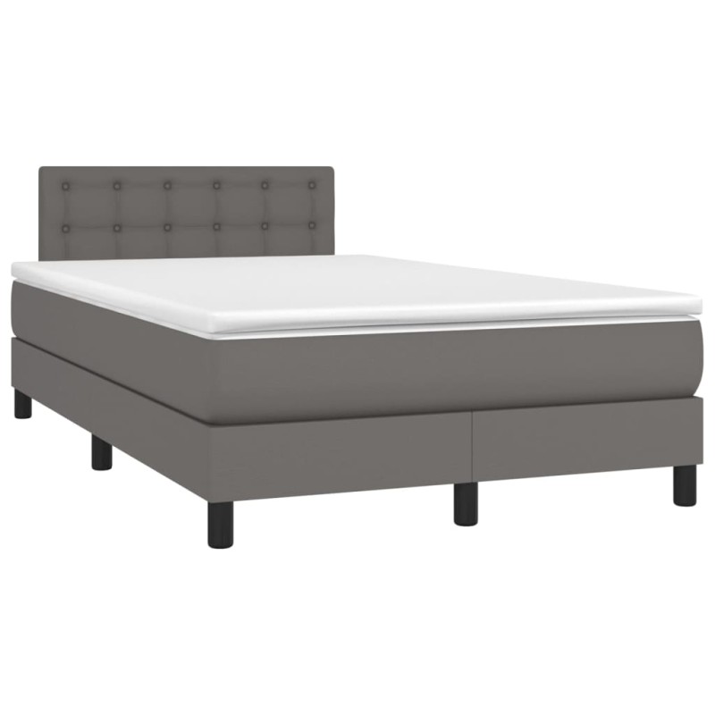 vidaXL Boxspringbett mit Matratze & LED Grau 120x190 cm Kunstleder vidaXL Boxspringbett mit Matratze & LED Grau 120x190 cm Kunstleder
