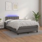 vidaXL Boxspringbett mit Matratze & LED Grau 120x190 cm Kunstleder vidaXL Boxspringbett mit Matratze & LED Grau 120x190 cm Kunstleder