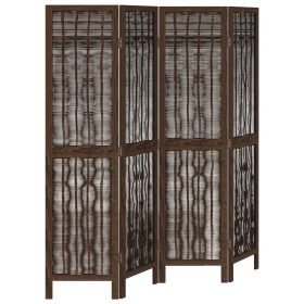 vidaXL 4-tlg. Raumteiler Dunkelbraun Massivholz Paulownia