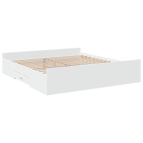 vidaXL Bettgestell mit Schubladen Weiß 180x200 cm Holzwerkstoff