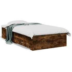 vidaXL Bettgestell mit Schubladen Räuchereiche 75x190 cm Holzwerkstoff