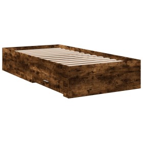 vidaXL Bettgestell mit Schubladen Räuchereiche 75x190 cm Holzwerkstoff