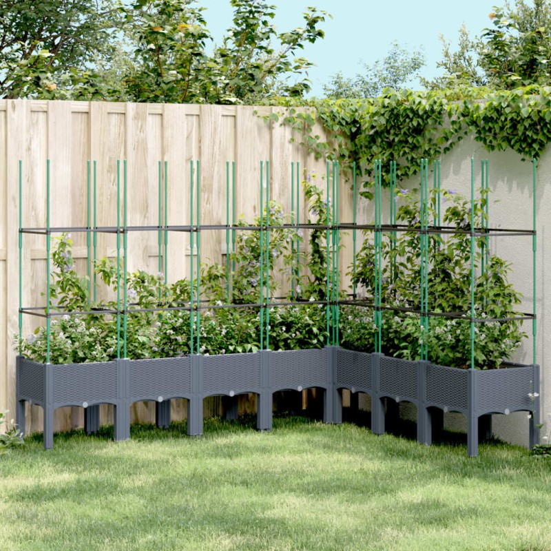 vidaXL Pflanzkübel mit Rankgitter Grau 200x160x142,5 cm PP vidaXL Pflanzkübel mit Rankgitter Grau 200x160x142,5 cm PP