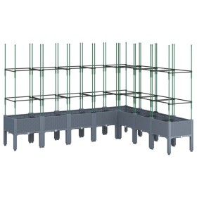 vidaXL Pflanzkübel mit Rankgitter Grau 200x160x142,5 cm PP