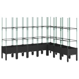 vidaXL Pflanzkübel mit Rankgitter Schwarz 200x160x142,5 cm PP