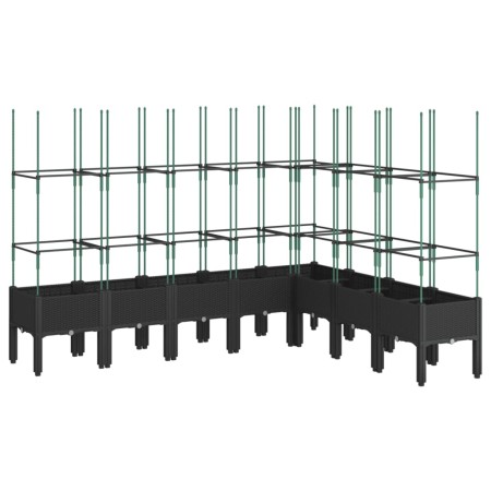 vidaXL Pflanzkübel mit Rankgitter Schwarz 200x160x142,5 cm PP