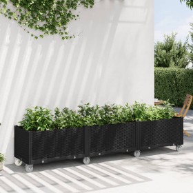 vidaXL Pflanzkasten mit Rollen Schwarz 240x50x54 cm PP
