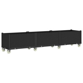 vidaXL Pflanzkasten mit Rollen Schwarz 240x50x54 cm PP