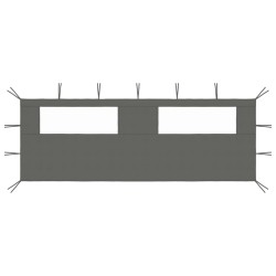 Pavillon-Seitenwand mit Fenstern 6x2 m Anthrazit